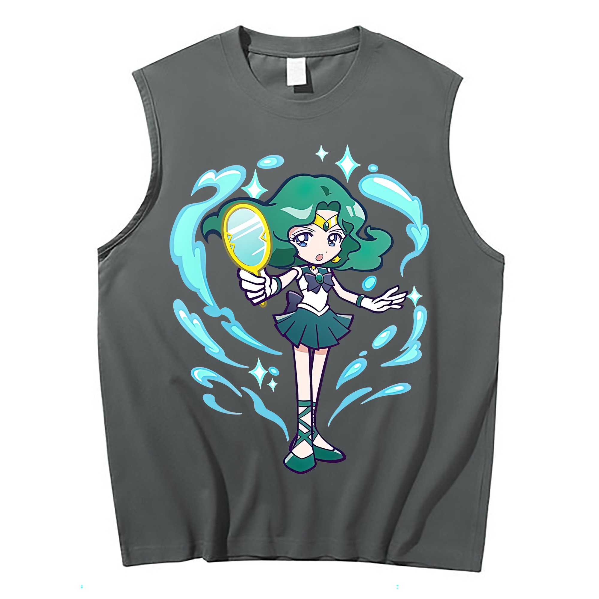 （画像用） 美少女戦士セーラームーン 海王 みちる（かいおう みちる） Sailor Moon Kaiou Michiru コットン100％タンクトップ（フロントプリント）